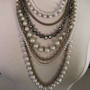 J.Crew Silver-tone and faux Pearls